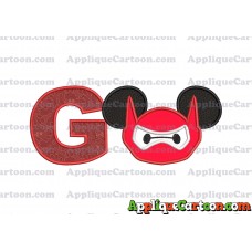 Baymax Ears Big Hero Mickey Mouse Applique Design With Alphabet G