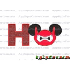 Baymax Ears Big Hero Mickey Mouse Applique Design With Alphabet H