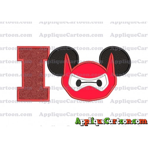 Baymax Ears Big Hero Mickey Mouse Applique Design With Alphabet I