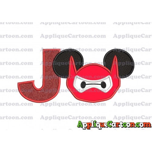 Baymax Ears Big Hero Mickey Mouse Applique Design With Alphabet J