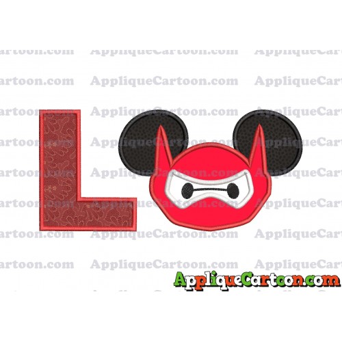 Baymax Ears Big Hero Mickey Mouse Applique Design With Alphabet L