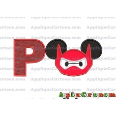 Baymax Ears Big Hero Mickey Mouse Applique Design With Alphabet P