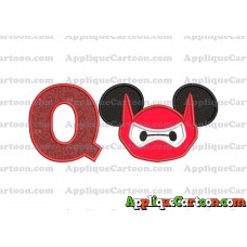 Baymax Ears Big Hero Mickey Mouse Applique Design With Alphabet Q