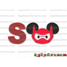 Baymax Ears Big Hero Mickey Mouse Applique Design With Alphabet S