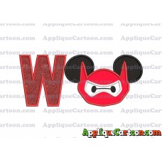 Baymax Ears Big Hero Mickey Mouse Applique Design With Alphabet W