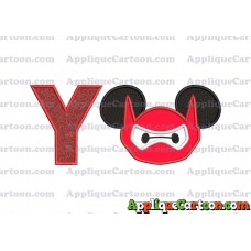 Baymax Ears Big Hero Mickey Mouse Applique Design With Alphabet Y