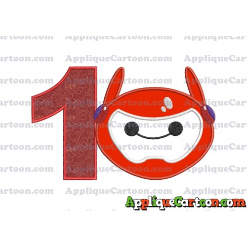 Baymax Emoji Applique Embroidery Design Birthday Number 1