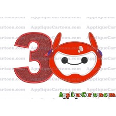Baymax Emoji Applique Embroidery Design Birthday Number 3