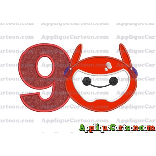 Baymax Emoji Applique Embroidery Design Birthday Number 9