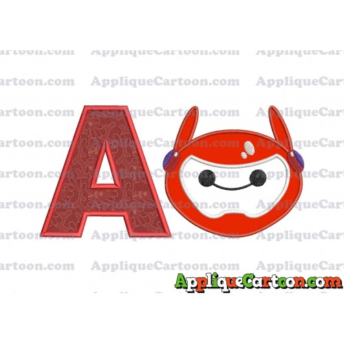 Baymax Emoji Applique Embroidery Design With Alphabet A