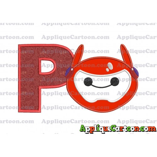 Baymax Emoji Applique Embroidery Design With Alphabet P