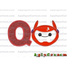 Baymax Emoji Applique Embroidery Design With Alphabet Q