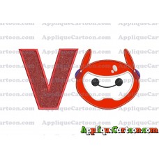 Baymax Emoji Applique Embroidery Design With Alphabet V