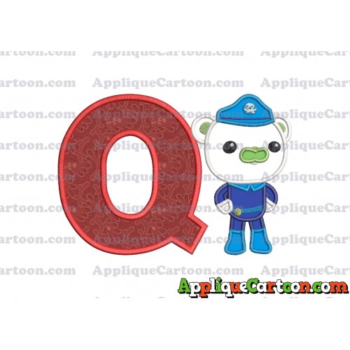 Bear Octonauts Applique Embroidery Design With Alphabet Q