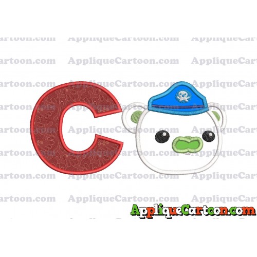 Bear Octonauts Head Applique Embroidery Design With Alphabet C