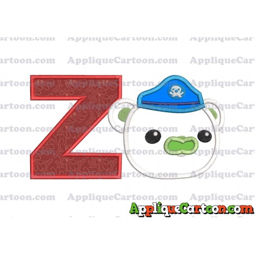 Bear Octonauts Head Applique Embroidery Design With Alphabet Z