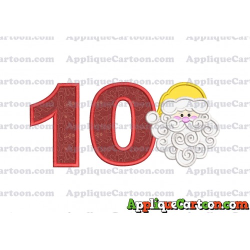 Beard Santa Applique Embroidery Design Birthday Number 10