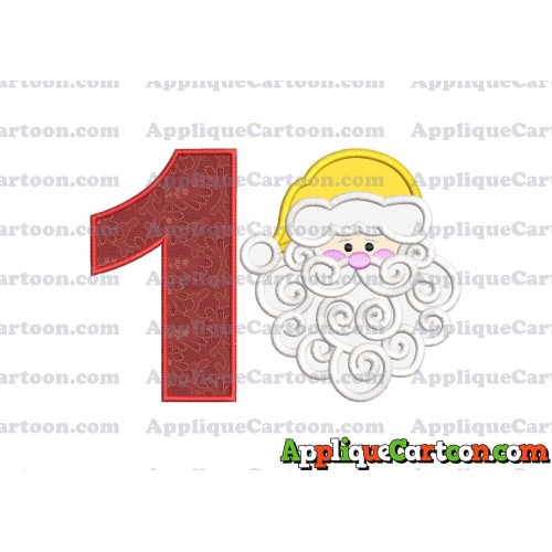 Beard Santa Applique Embroidery Design Birthday Number 1