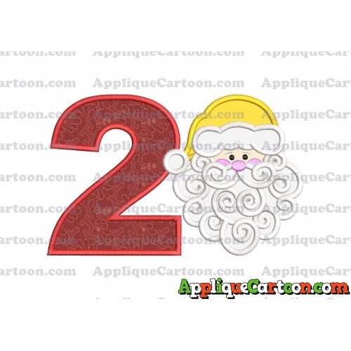 Beard Santa Applique Embroidery Design Birthday Number 2