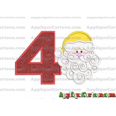 Beard Santa Applique Embroidery Design Birthday Number 4