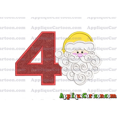 Beard Santa Applique Embroidery Design Birthday Number 4