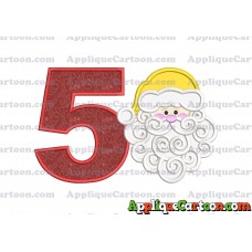Beard Santa Applique Embroidery Design Birthday Number 5