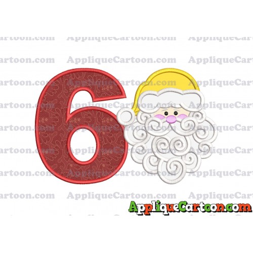Beard Santa Applique Embroidery Design Birthday Number 6