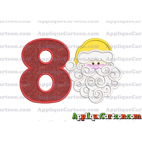Beard Santa Applique Embroidery Design Birthday Number 8