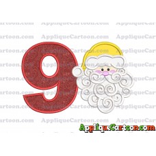 Beard Santa Applique Embroidery Design Birthday Number 9