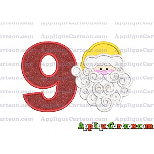 Beard Santa Applique Embroidery Design Birthday Number 9