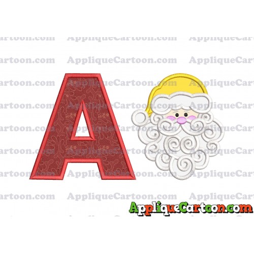Beard Santa Applique Embroidery Design With Alphabet A