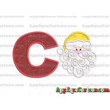 Beard Santa Applique Embroidery Design With Alphabet C