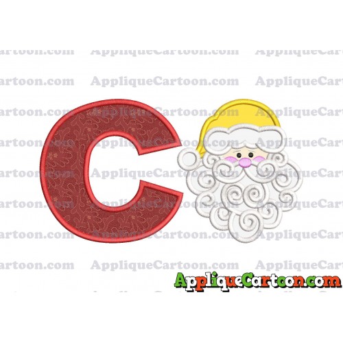 Beard Santa Applique Embroidery Design With Alphabet C