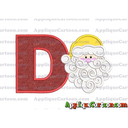 Beard Santa Applique Embroidery Design With Alphabet D