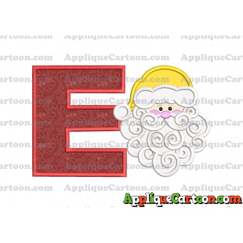 Beard Santa Applique Embroidery Design With Alphabet E