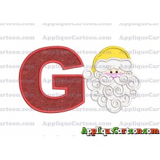 Beard Santa Applique Embroidery Design With Alphabet G