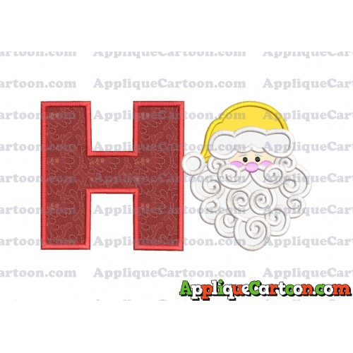 Beard Santa Applique Embroidery Design With Alphabet H