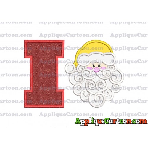 Beard Santa Applique Embroidery Design With Alphabet I