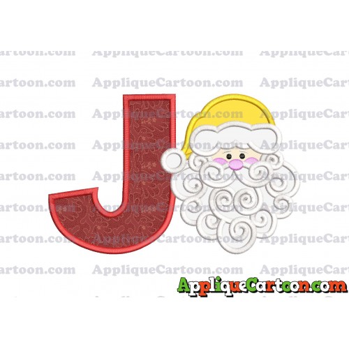 Beard Santa Applique Embroidery Design With Alphabet J