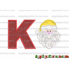 Beard Santa Applique Embroidery Design With Alphabet K