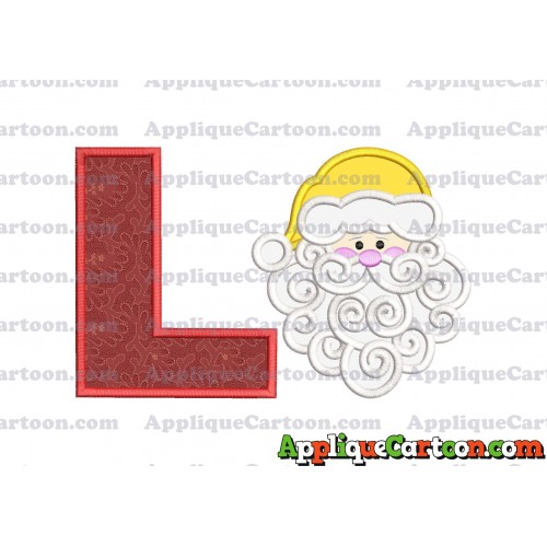 Beard Santa Applique Embroidery Design With Alphabet L