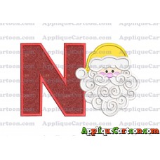 Beard Santa Applique Embroidery Design With Alphabet N