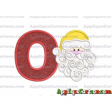 Beard Santa Applique Embroidery Design With Alphabet O