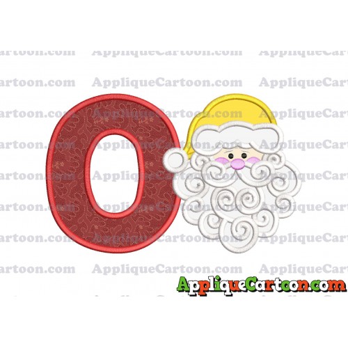 Beard Santa Applique Embroidery Design With Alphabet O