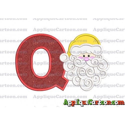 Beard Santa Applique Embroidery Design With Alphabet Q
