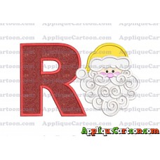 Beard Santa Applique Embroidery Design With Alphabet R
