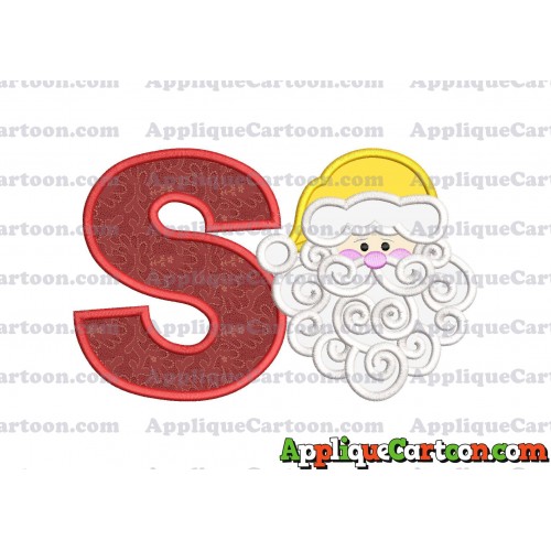 Beard Santa Applique Embroidery Design With Alphabet S