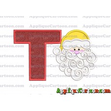 Beard Santa Applique Embroidery Design With Alphabet T