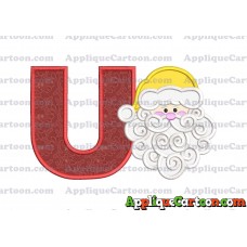 Beard Santa Applique Embroidery Design With Alphabet U