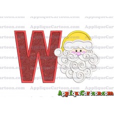 Beard Santa Applique Embroidery Design With Alphabet W